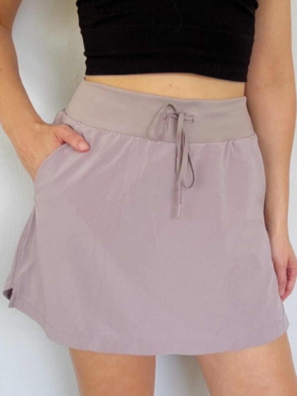 Zella light purple high rise drawstring waist stretch athletic skort size small